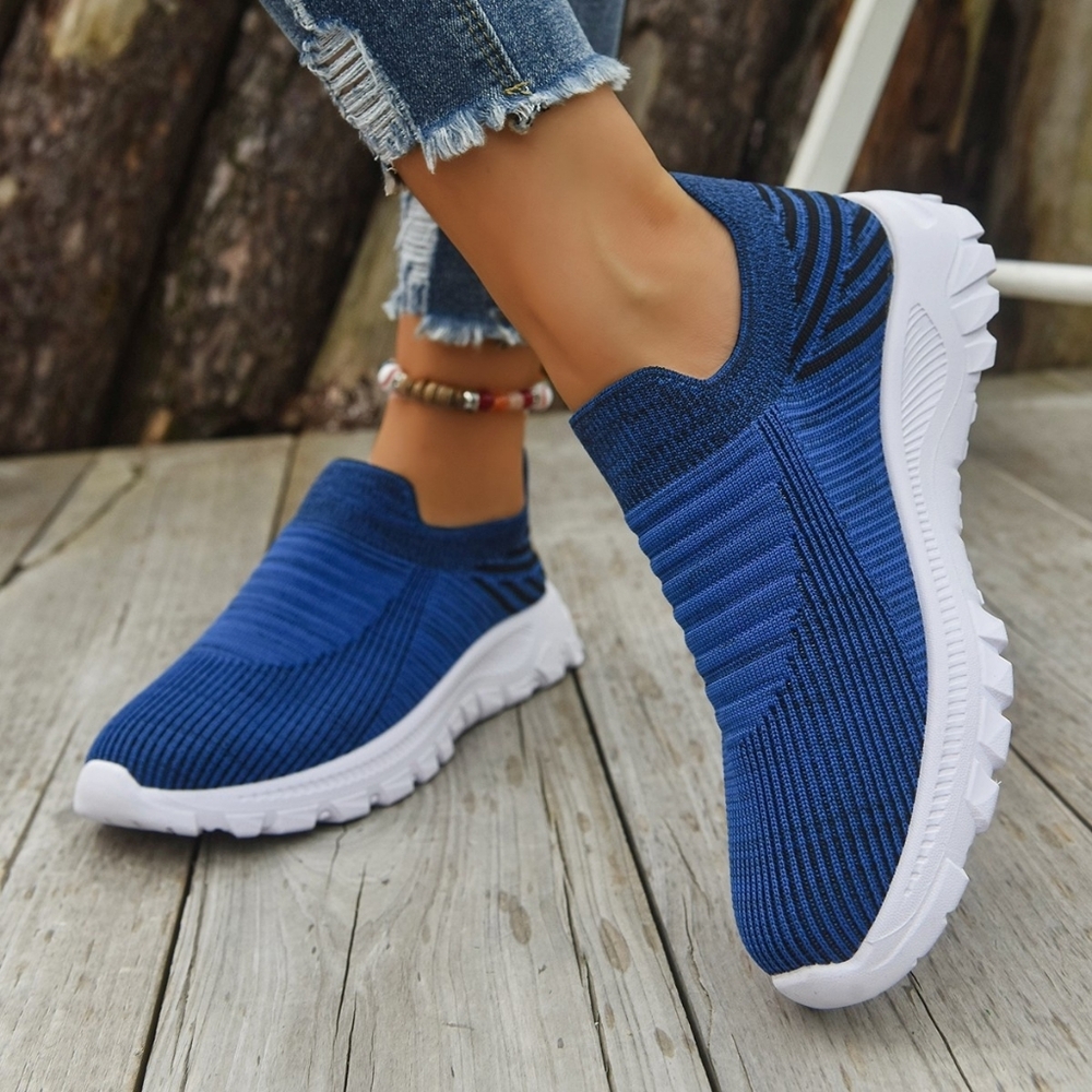 Mesh Knit Slip-on Sneakers Breathable Athleisure Sporty Platform Shoes Athletic